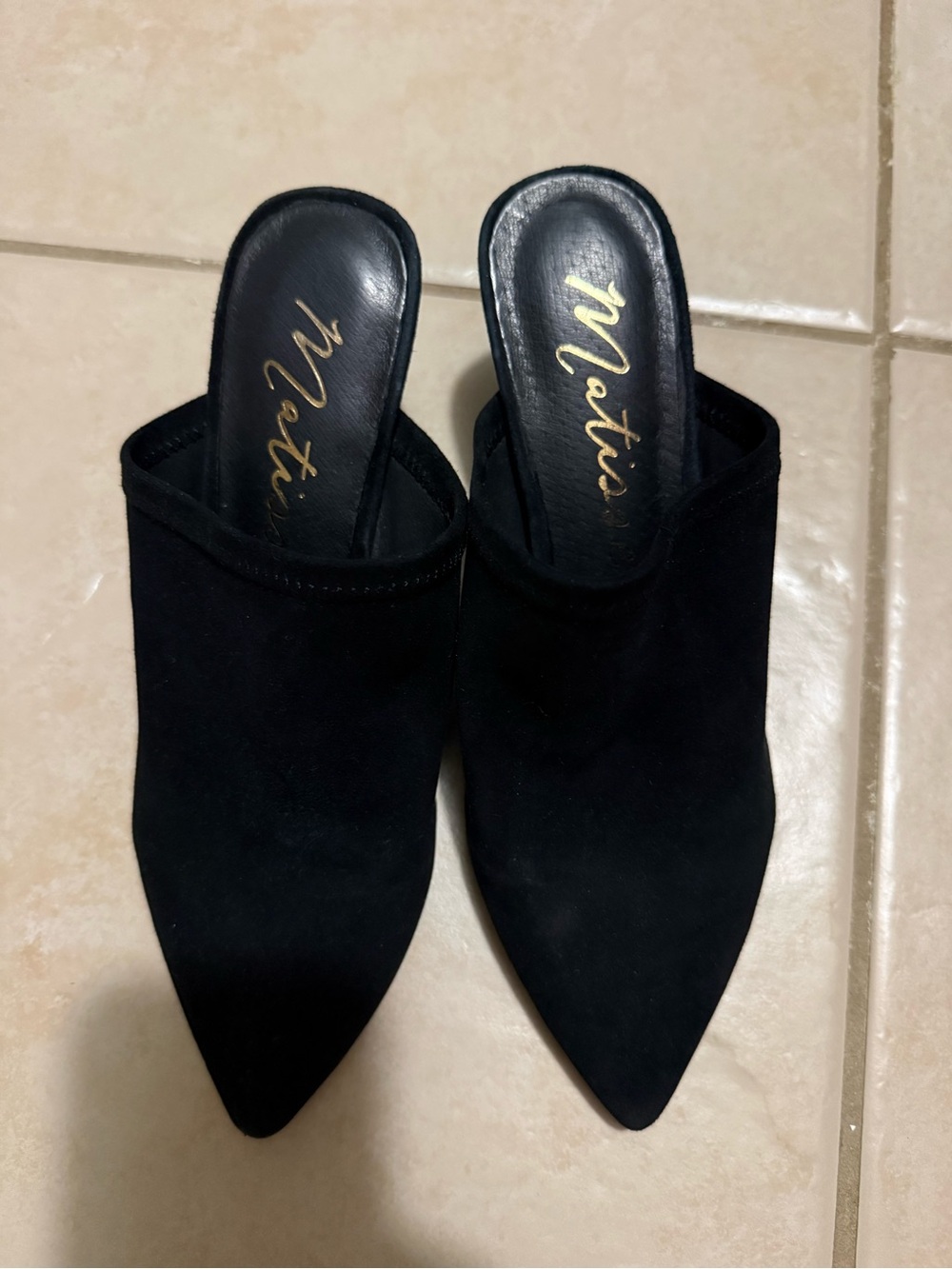 Matisse Black Pointed Toe Slip-On Mules